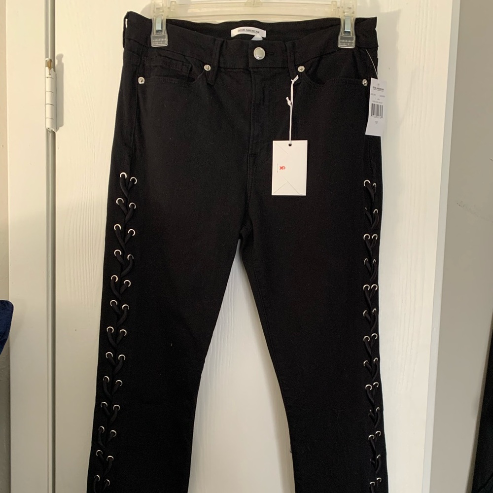 Good American Lace Up Jeans